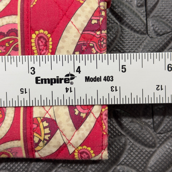 Vera Bradley Wristlet Purse Women's Red Pink Paisley ID Pocket Strap Wallet USED - Picture 10 of 11